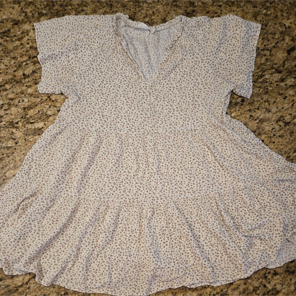 Millibon USA Boho Ditsy Print Babydoll Top Women's Large